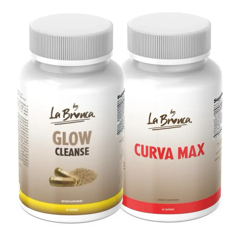 La Bronca Glow Cleanse & Curva Max Supplement Combo Pack - Herbal Formula for Natural Colon & Intestinal Detox