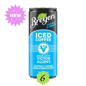 Victor Allen Breyer's Cookies & Cream Flavored Iced Latte - 6 Pack, Ready to Drink - Coffee Beverage, 8oz Cans Creamy Sweet caramel coffee