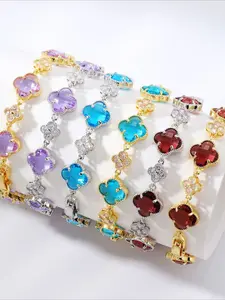 Dopamine Girl Style Four-Leaf Clover Bracelet, Suitable for Birthday Gifts and Valentine's Day Gifts, Trendy Jewelry