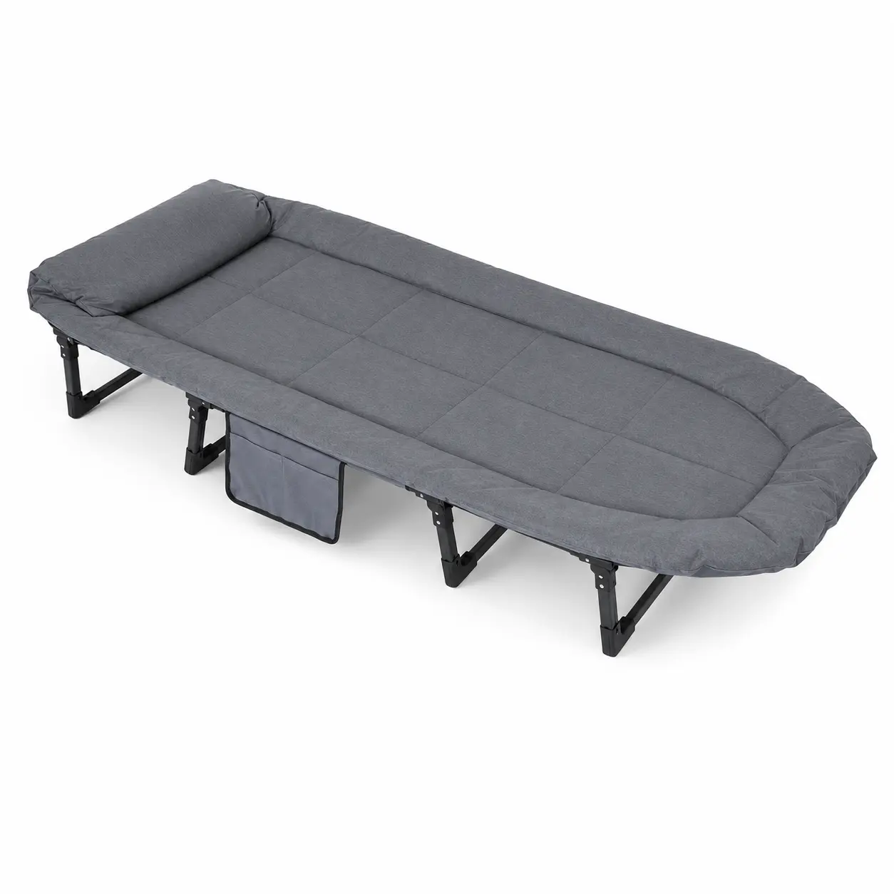6-Position Adjustable Folding Single Indoor Bed - Stainless Steel Frame, Soft Padded Foam Mattress, Easy-to-Carry Furniture for Back to School & Office Use