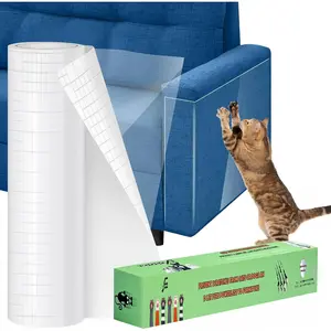 Anti  Scratch Furniture Protector Clear Thicken Vinyl 160"x12.4" Couch Protector from  Claws - Single Sided Sticky Flexible  Tape for Furniture, for Couch Corner Door Walls Bed