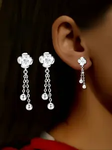 Pair of Women'S Flower Earrings with Tassels, S999 Silver, Floral Tassel Design, Fresh and Pure, Suitable as a Valentine'S Day Anniversary Gift, The Best Choice for Wife, Girlfriend, Lover Soulmate, Hypoallergenic Dangle Earrings