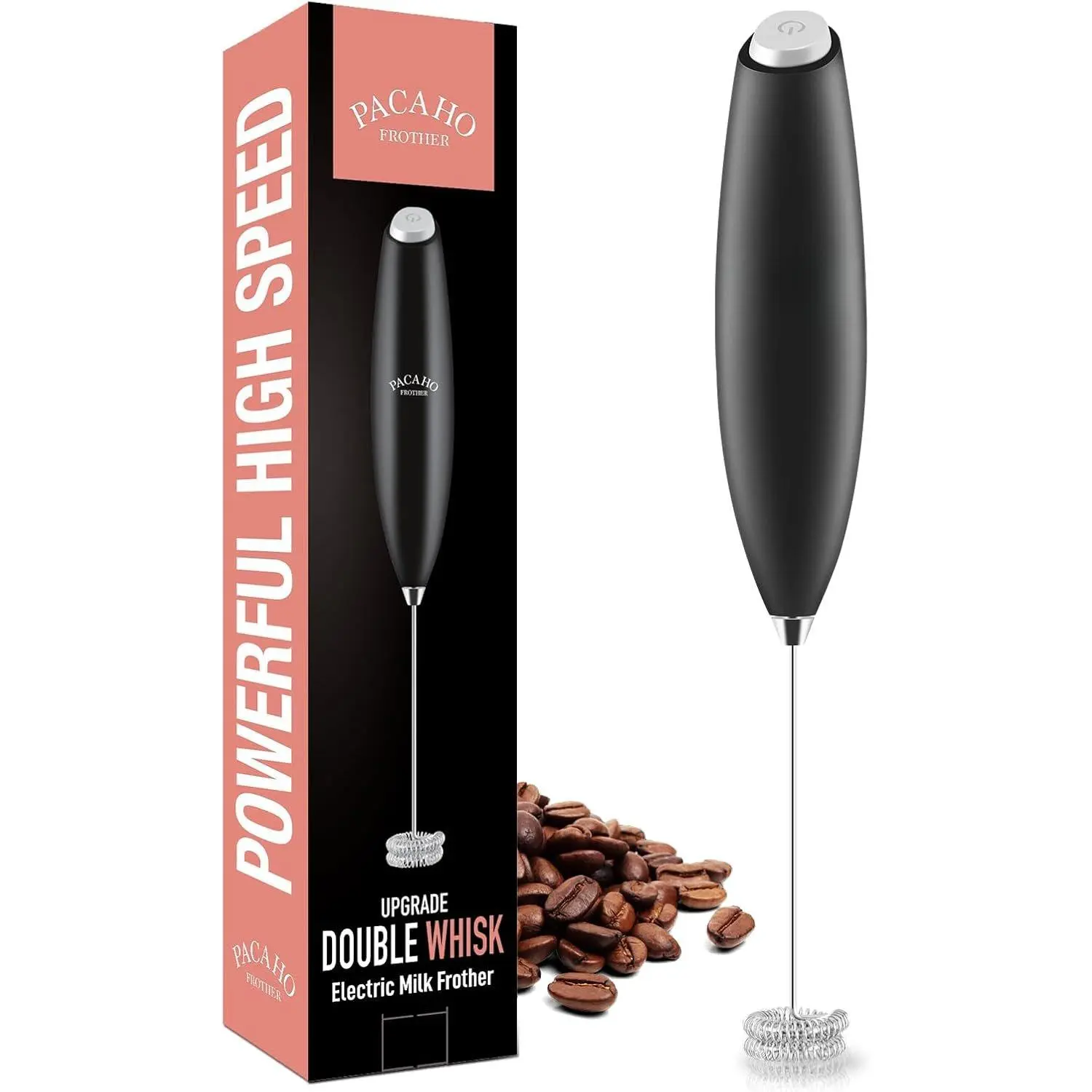 Milk Frother with Double Whisk, Handheld Electric  Maker, Hand Mixer Wand, Portable Mini Blender Foamer Stirrer for Coffee, Latte, Matcha,Hot