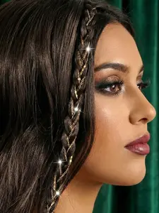 Women's Charming Fashion Chain Style Decorative Hair Clip And Accessory Set,Silver Gold Braided Beads, Braided Rings, Clips, Braided Hair, Braided Metal Decoration/Jewelry