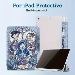 Corpse Bride TPU Cute three-fold flip cover stand pen slot anti-drop tablet Case is suitable for Case for iPad Air4th/ Air5th (10.9-Inch)7/ 8/ 9th (10.2-Inch) 5th/ 6th/ Air1/ Air2 (9.7Inch) Air3rd (10.5-Inch)Pro (11-Inch)10th