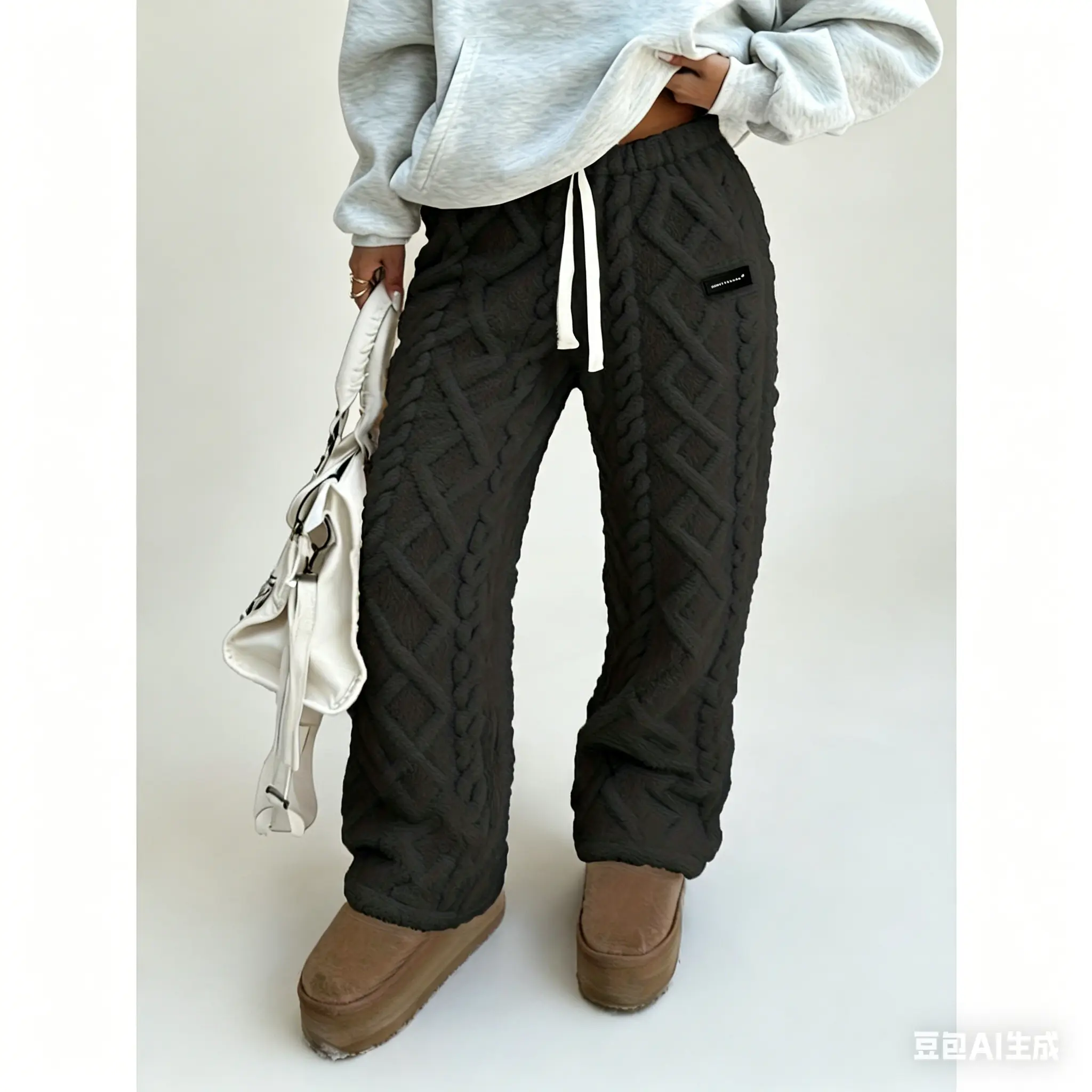 Women's Fleece Lined Winter Pants, Women's Warm Sherpa Lined Joggers, Women's Thermal Trousers, Women's Elastic Waist Fleece Pants