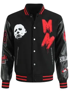 2026 New Men's Black #78 Number Baseball Varsity jacket , Casual Fashion High-End Embroidered Button-Up,pocket sportswear Patchwork Black Long Sleeve street Style hip-hop coat