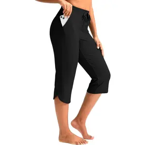 Women's Swim Capris 18" Quick Dry  Swimsuit Pants Long Board Shorts for Women with Pockets