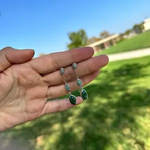 Jade earrings sterling silver