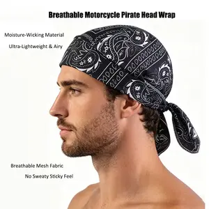 2026 New Paisley Cooling Headscarf Cap Set, Breathable Motorcycle Pirate Head Wrap, Soft Elastic Safety Helmet Liner, Hand Washable Multifunctional Outdoor Headwear for Riders Athletes and Outdoor Enthusiasts