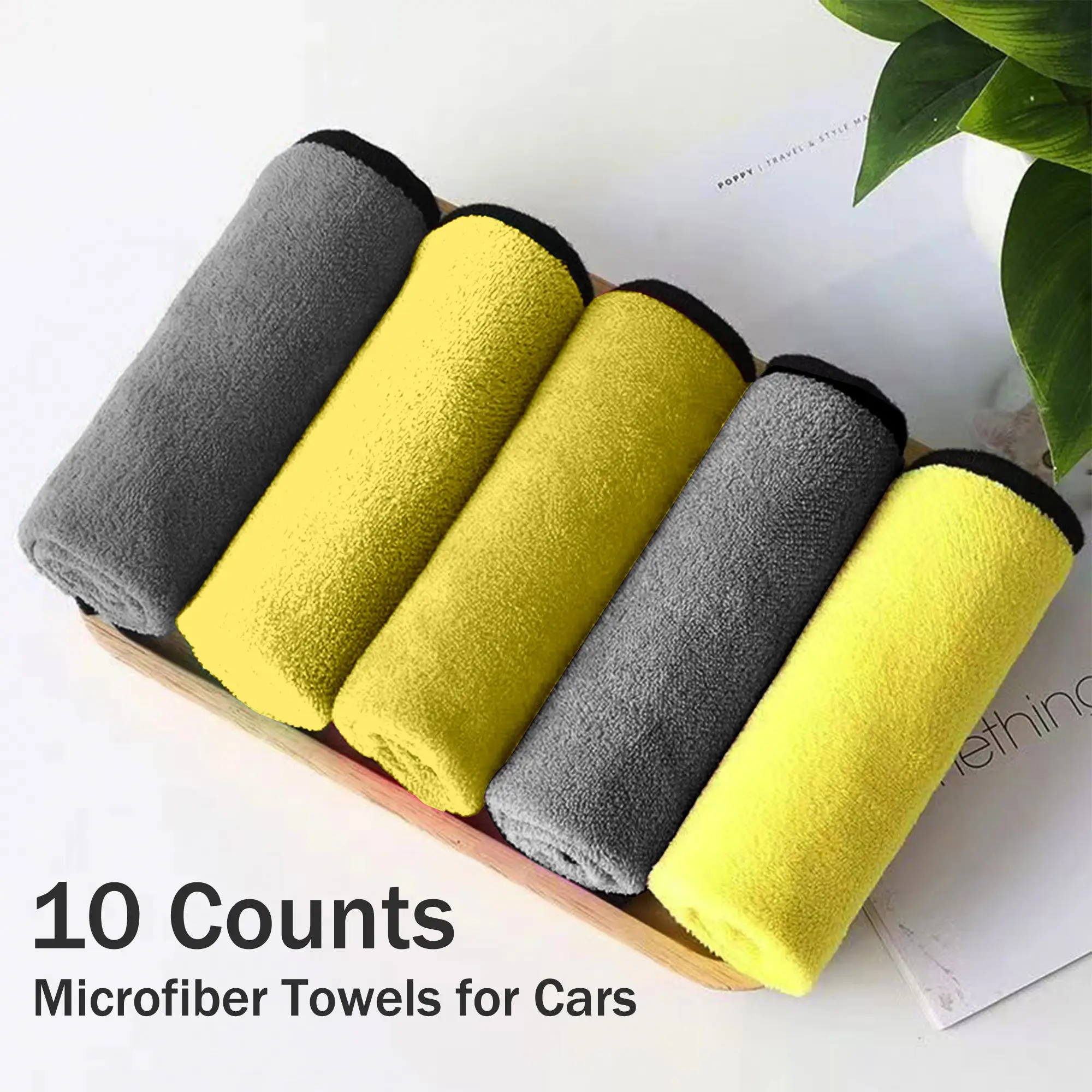 10 Counts Microfiber Towels, Soft Thickened Cleaning Cloth for Cars, No Scratch Lint Free Dual-Sided Drying Towels for Cleaning, Washing and Buffing