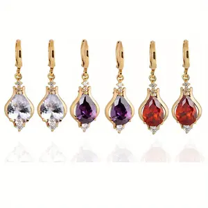 3 Pairs of Elegant Drop Earrings, 18K Gold Plated with Sparkling Waterdrop Design - Nickel-Free Copper, Ideal for Weddings, Engagements & Evening Parties, Cute Earrings