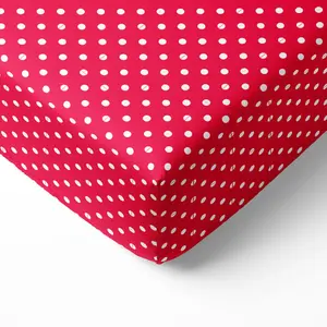 Bacati Pin Dots 100% Cotton Percale Fitted Crib Sheet – Red