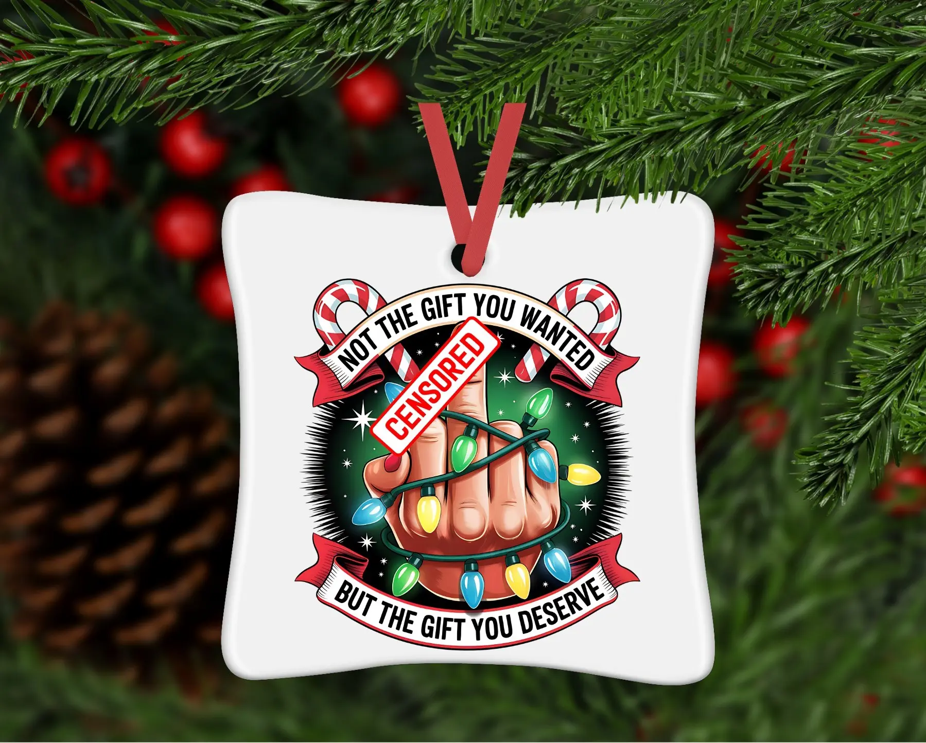 Funny Christmas Ornament, Personalized Ceramic Ornament, Gag Gift, Secret Santa  gift , Christman Ornament, Funny Ornament