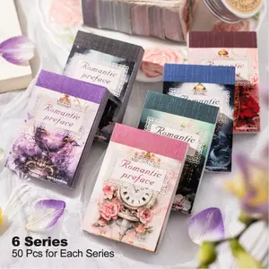 6Pcs Vintage Ephemera Sticker Book Set, Romantic Prologue Series British Butterfly Account Base Collage Material Paper,Decorative Aesthetic Stickers, with Sticker Organizer Handmade Crafts