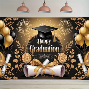 Graduation Balloon Banner Background Cloth Tapestry Wall Hanging Decor Celebration Party Photo Backdrop Home Room Wall Decoration Supplies Gift
