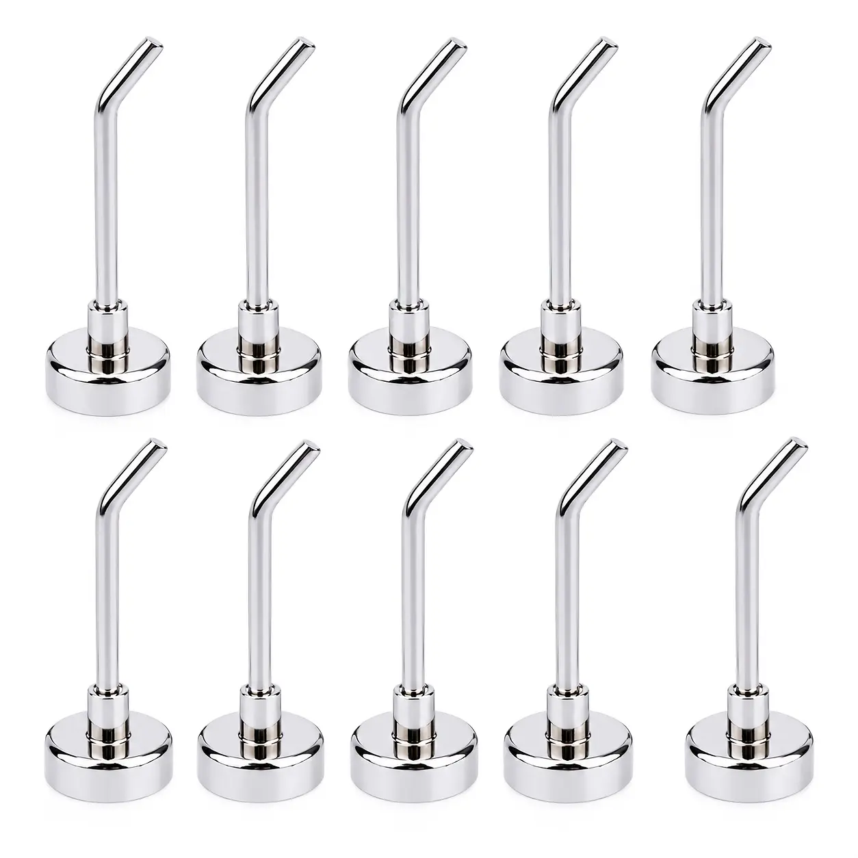 Magnetic Hooks, 10 Pack Heavy Duty Stainless Steel No-Drill Hooks, Strong Magnetic Hooks for Refrigerator, Kitchen, Cabinet, Keys & Utensil Storage, Space Saving