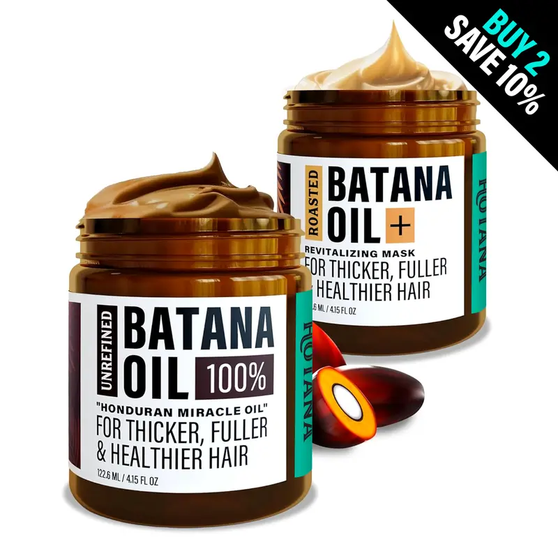 Hotana Batana Oil Holiday Special - Includes 2 (4oz Jars) - 100% Batana Oil & Roasted Batana Oil + Hair Mask