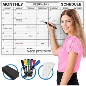 Large 24"x36" White Board Calendar Dry Erase for Wall Big Dry Erase Wall Calendar Monthly Large Wall Calendar Dry Erase Board Planner Includes 6 Markers Eraser Push Pins & Mounting Tape