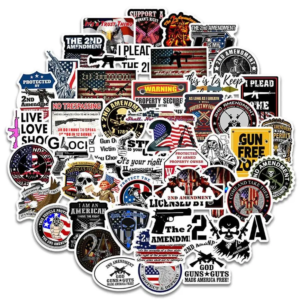 10/50pcs/set Military Firearms Control Amendment Freedom Stickers for Skateboard Luggage Phone Laptop Stationery Sticker