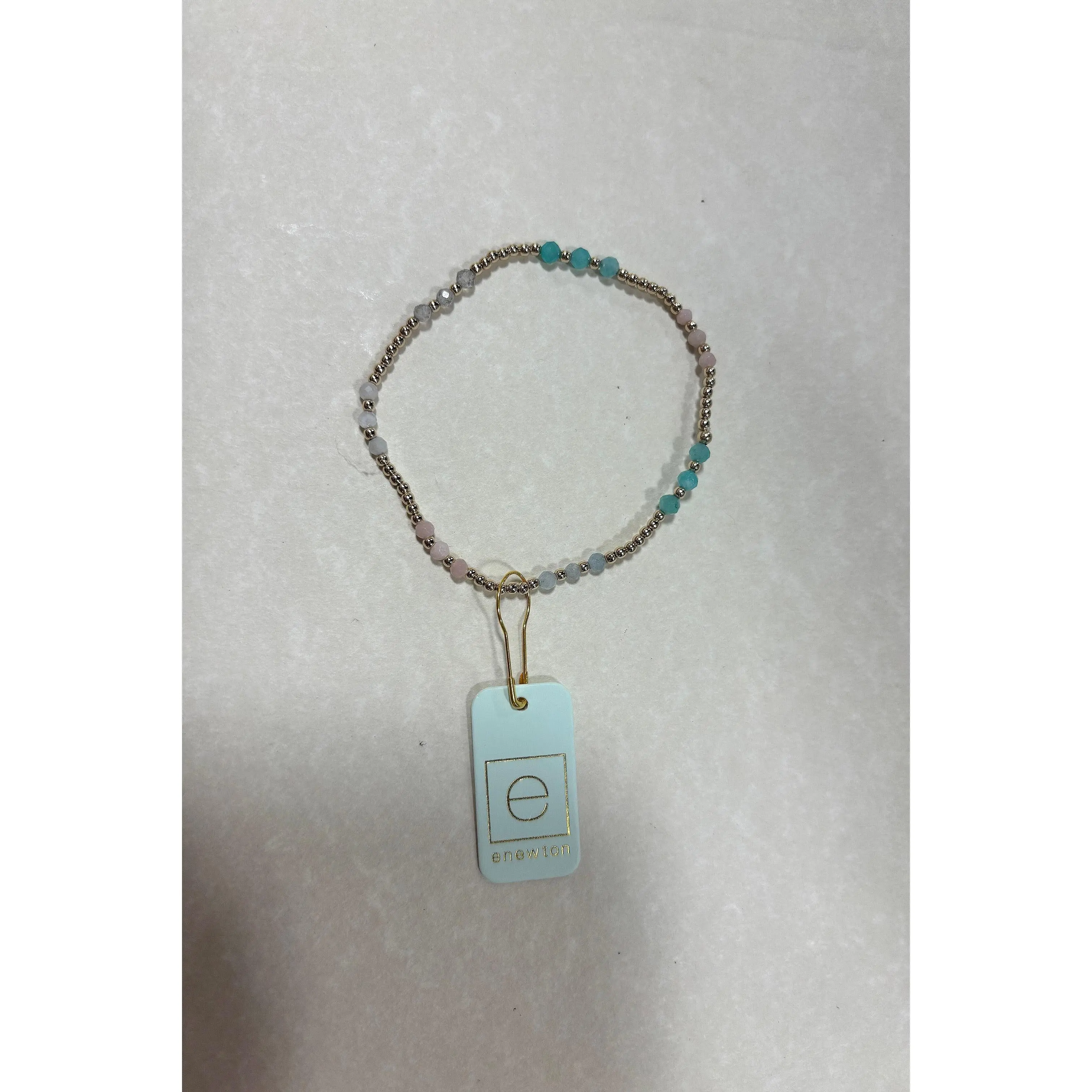 E Newton Gemstone Gold Joy Pattern 3mm Bead Bracelet Hot Mess SS25