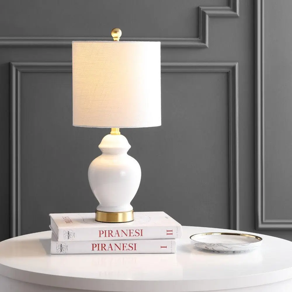 JONATHAN Y Perry Ceramic/Metal LED Table Lamp , for bedroom, living room, foyer, hallways, dining room, dorms, Decorative Lamp, Home Decor Light, Led Light Bedroom