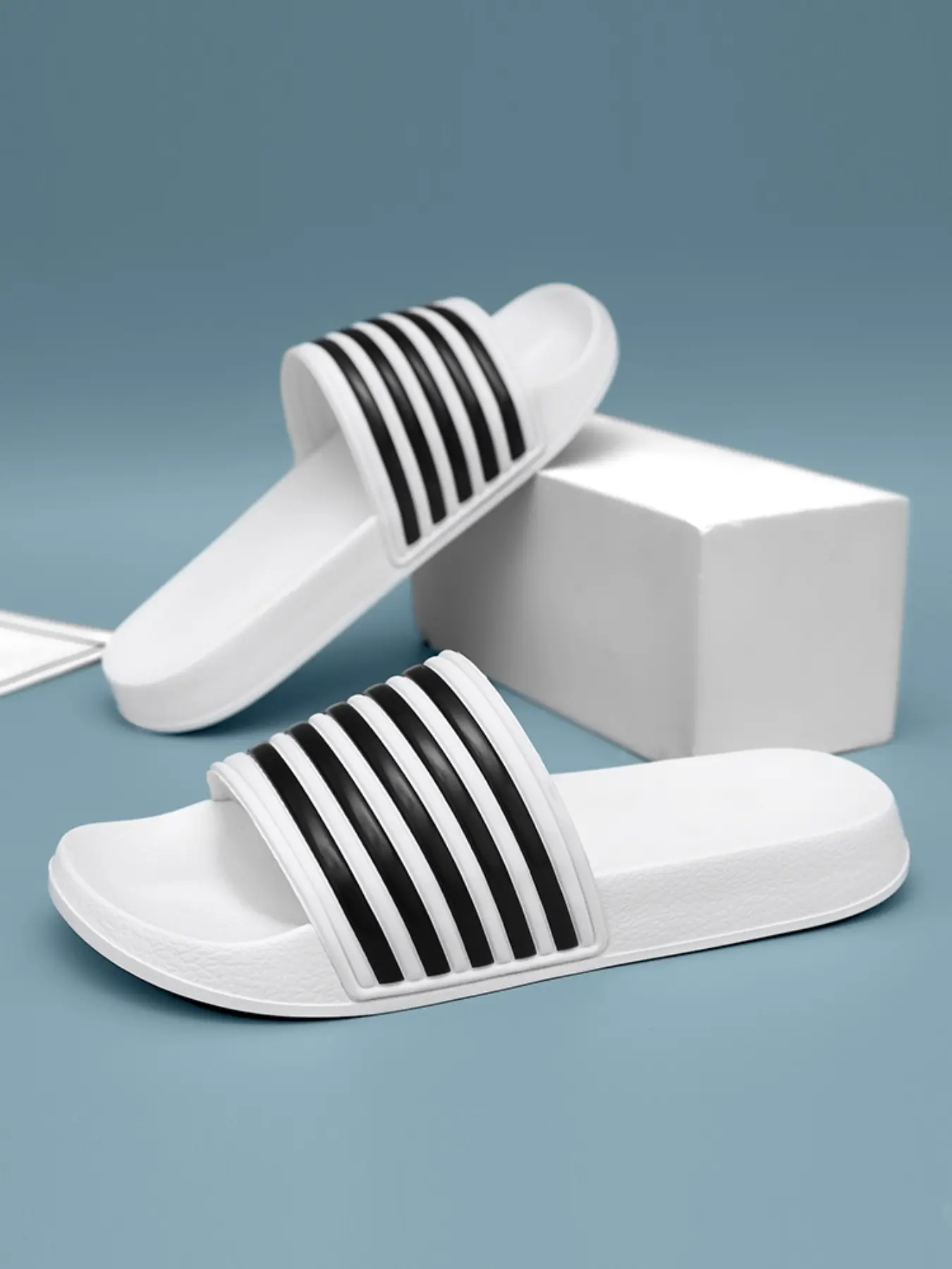Anti-Slip Rubber Stripe Slippers, Unisex Indoor Outdoor Shoes, All-Season Comfortable Casual Beach Sandals, Simple Design, Soft Sole Slippers, Summer Beach Slippers, Antislip Slippers, Soft Non Slip
