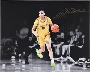 JuJu Watkins USC Trojans Autographed 16" x 20" Dribbling Spotlight Photograph - Signed in Gold Ink - Fanatics Authentic Certified