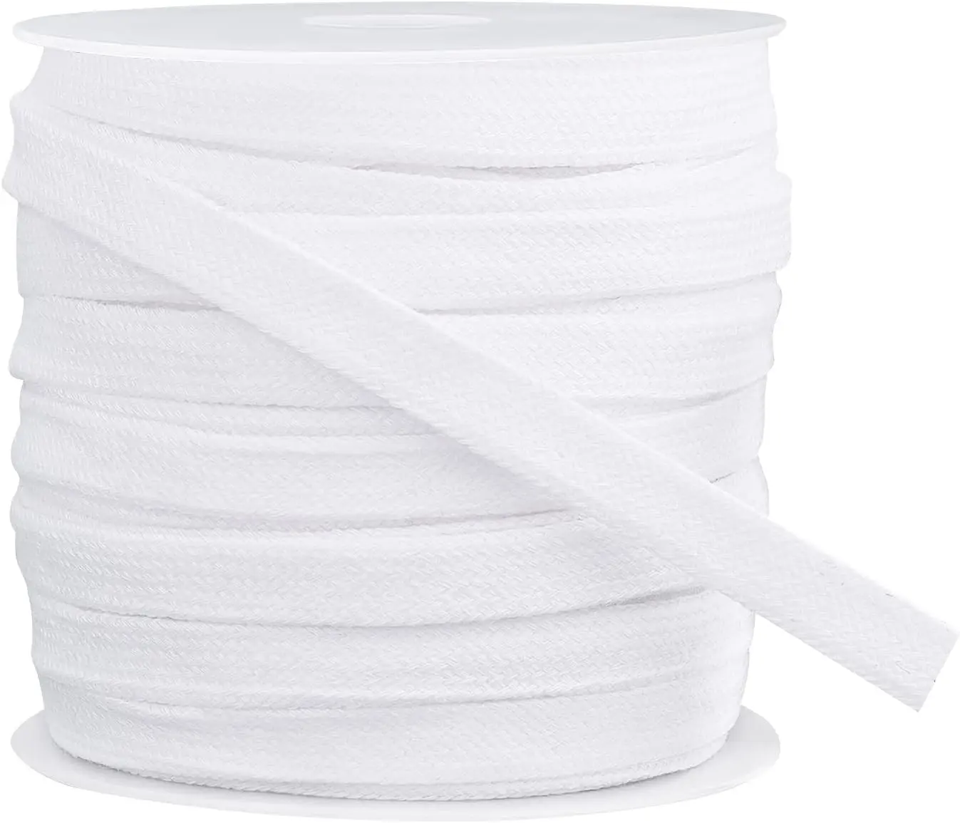27 Yards White Flat Drawstring Cord, Soft Drawstring Cotton Draw Cord, Double Layer Soft Hollow Cotton Rope for Coats, Pants, Shorts, Sweatshirt, Hoodie, 0.43inch