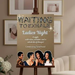 Diamond Waiting to Exhale Party Sign: Ladies Night Welcome Poster (Canva Template)