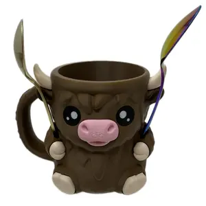 3D Printed Cow Ice Cream Pint Ramen Noodle Holder Spoon Slots and Hidden Snack Compartment Great Gift Reusable