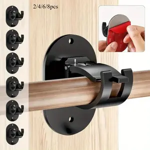 2/4/6/8pcs Curtains Rod Holders Heavy Duty Curtains Rod Hook Self-Adhesive Curtains Holder Rod Holder Hooks Curtains Rod Support