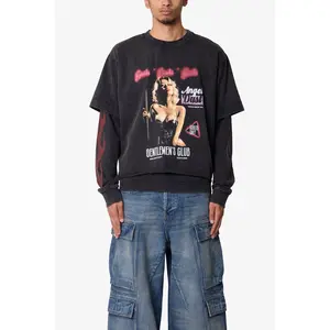 mnml Gentlemens Club Printed L/S Tee - Washed Black