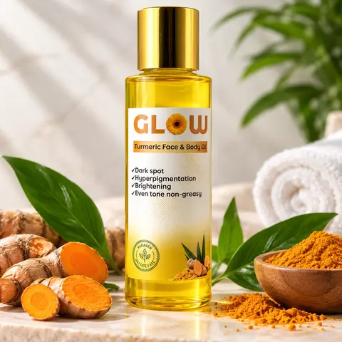 Turmeric Infused Beauty Body Oil - 200 ml Jojoba & Sweet Almond Body Oils Blend with Vitamin E, Lavender, 24-Month Shelf Life, Daily Hydrating Moisturizer for Adults’ Soft, Smooth, Radiant Skin