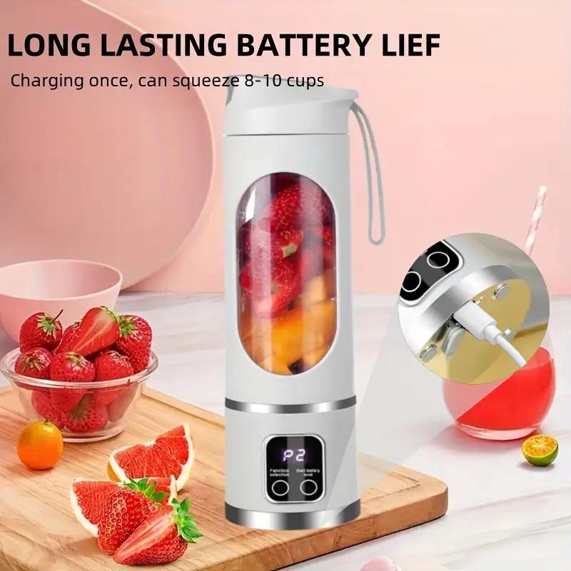 LED display mixer, 450ml USB rechargeable portable mixer for milkshakes and milkshakes - equipped with a 10 piece juicer - small fresh juice mixer, providing instant nutrition