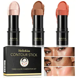 3-Pack Makeup Stick Set – Highlighter, Contour & Blush Trio, Long-Lasting Waterproof Concealer Pen Kit for Natural Face Sculpting & Glow