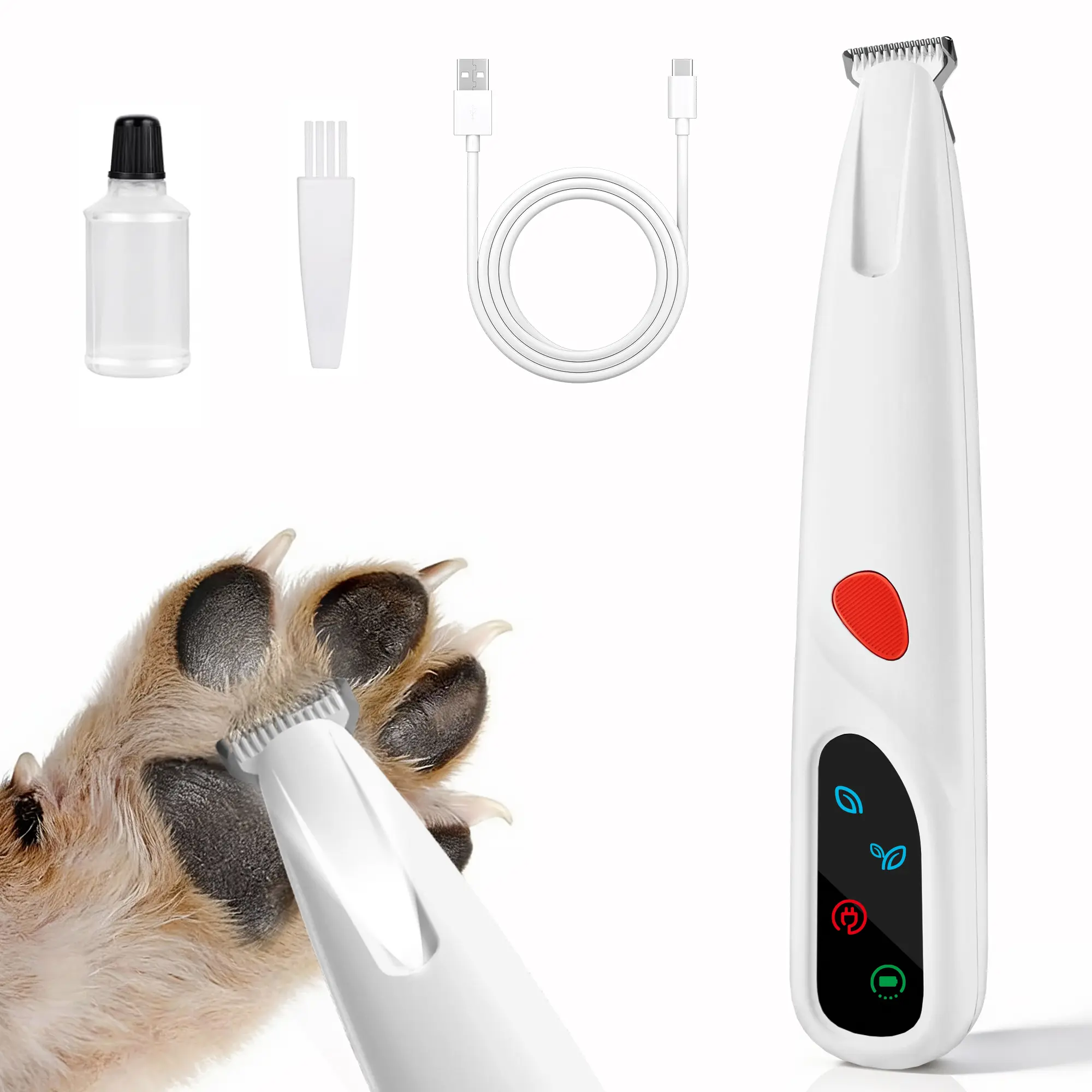 Potaroma Pet Grooming Trimmer – Electric Waterproof Micro Precision Hair Shaver for Dogs & Cats, Paw, Eye, Ear, Face & Sanitary Trimming, 18mm Ceramic Blade, LED Light, 2-Speed, USB Rechargeable #SummerVibes #petlovers
