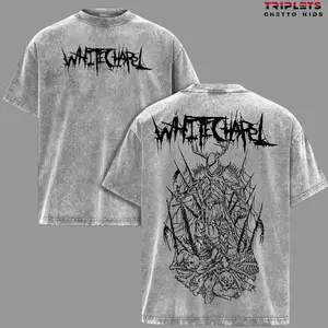 Whitechapel Hymns In Dissonance Vintage Washed T-Shirt, Deathcore Band Graphic Tee, Skull Antler Horror Art Shirt, Metal Music Gothic Streetwear Oversized Unisex Tee LZZ