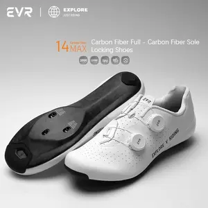 EVR Full Carbon Sporty Cycling Shoes - Unisex, Clean Look, Comfortable, Breathable, Lightweight Sole, Compatible with Road Bikes, Racing-Level Mountain Bikes (Model No.: S01)