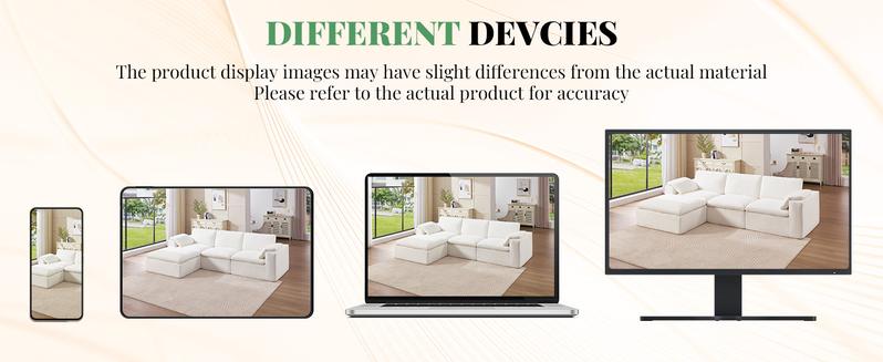 【Ships in multiple Boxes】AMERLIFE 130 inch Cloud Couch Sectional, No-Assembly Modular Sectional Sofa with 83.5 inch Deep Chaise, Oversize Cloud Couch for Living Room