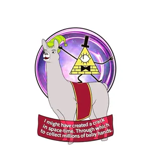 Llamas in Hats Bill Cypher Crossover Meme 2.5 Inch Keychain with Space-Time Quote Design