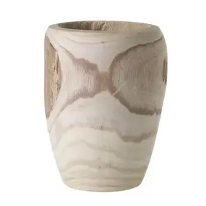 Two-Tone Natural Wood Yucca Vase Decor