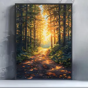 Sunshine Forest Pattern DIY Diamond Arts Colorful Painting without Frame, DIY 5D Diamond Arts Colorful Painting Kit, Wall Art Decor for Home Living Room