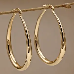Golden-Tone Hoop Earrings for Women Bohemian Vintage Style Smooth Minimalist Design Simple Color Everyday Jewelry Gift for Christmas Year-Round Versatile Accessories