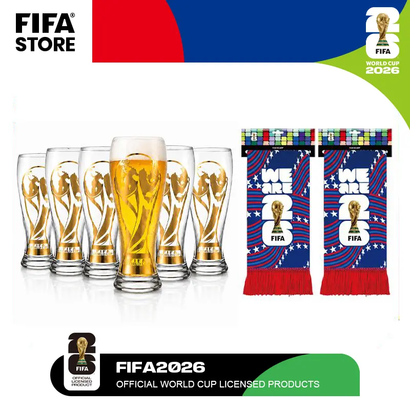 【FIFA WORLD CUP 2026 】Official 11oz Trophy Pilsner Beer Glass & Scarf Game Day Bundle–Collector’s Edition Glassware Gift for Fans,Historic Once-in-a-Lifetime Family Fan Pack Fantasy Football Championship summerwins DealsforYouDays
