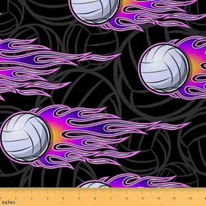 Volleyball Fabric,Volleyball Sports Theme Design Illustration Fabric for Home DIY Projects,Pattern Waterproof Fabric Bright Colors Lightweight