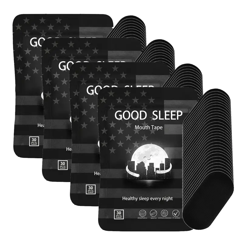 Unisex Hypoallergenic Sleeping Mouth Tape Sports Tape - 120 Pcs Soft Breathable Healthcare All Seasons Sleep Aid Snoring Relief Stickers for Adults with Gentle Adhesion, Black/Pink (4/2/1-Month Supply, 30 Pcs/Pack Pink 2-Month Supply)