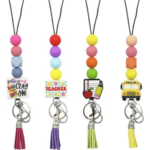 Teacher Lanyard  Beaded Badge Breakaway Lanyard Cute Teacher  ID Holder for Women