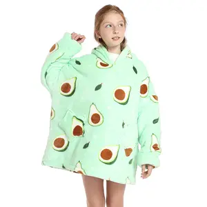 Wearable Blanket Hoodie for Boys Girls Kids One Size 1Pcs Oversized Nightgown Loungewear Warm Cozy with Pocket Perfect for 5-13 Years