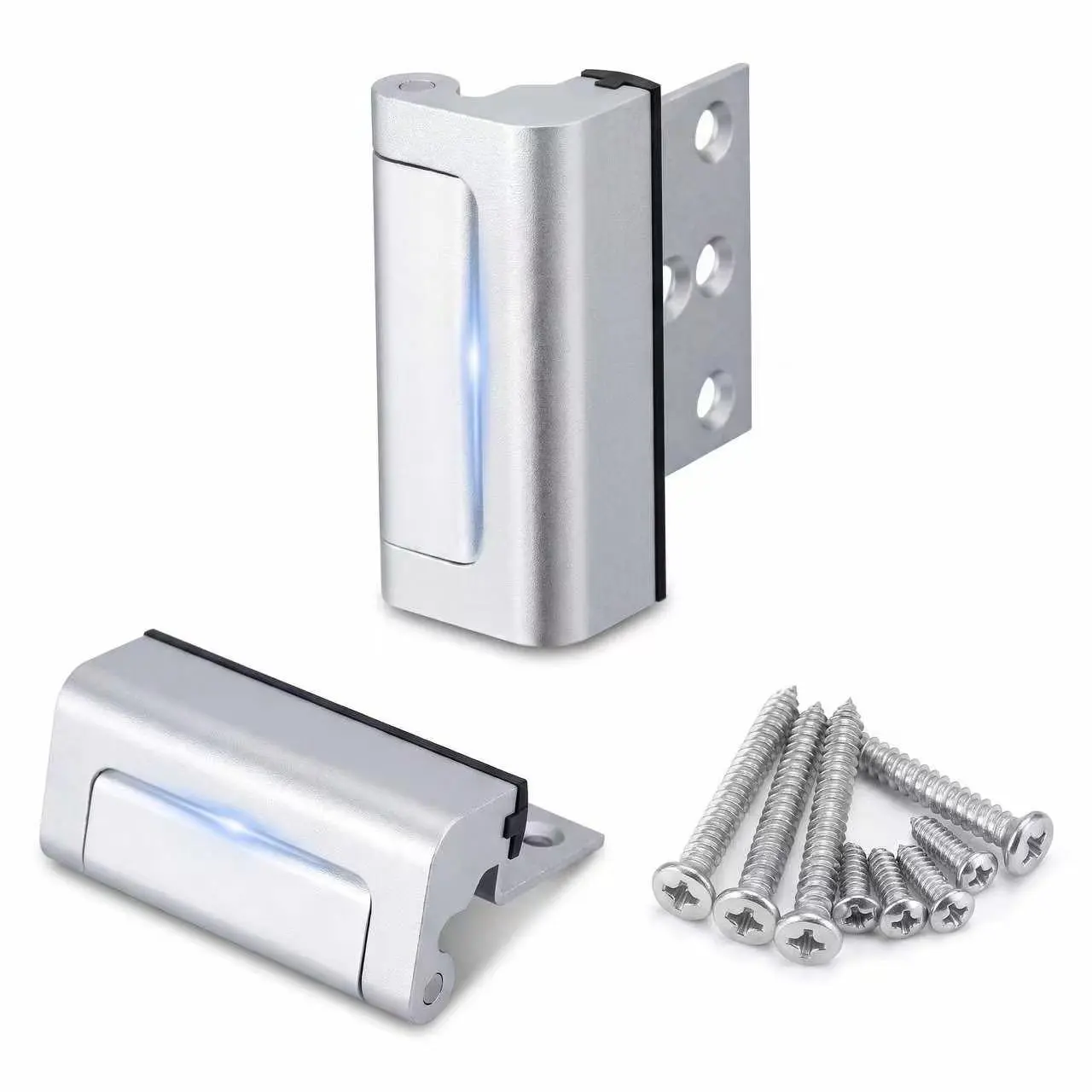 2-Pack Home Safety Door Lock – Childproof Reinforcement Flip Lock with 3" Stop, 800 lbs Load Capacity, for Inward Swing Doors, Silver, Safety Lock Sturdy Lock